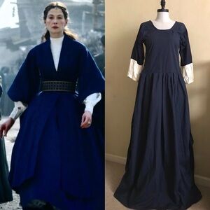 Handmade Navy Blue Cotton Maxi Dress